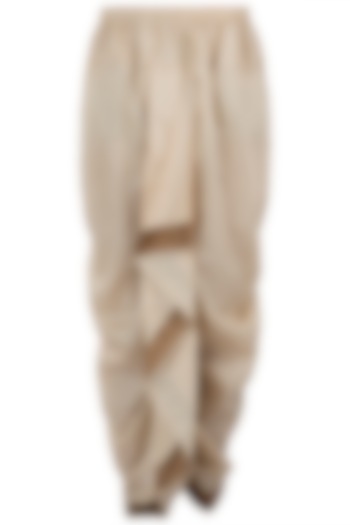 Ivory Tussar Silk Drape Dhoti Pants by Pranay Baidya Men at Pernia's Pop Up Shop