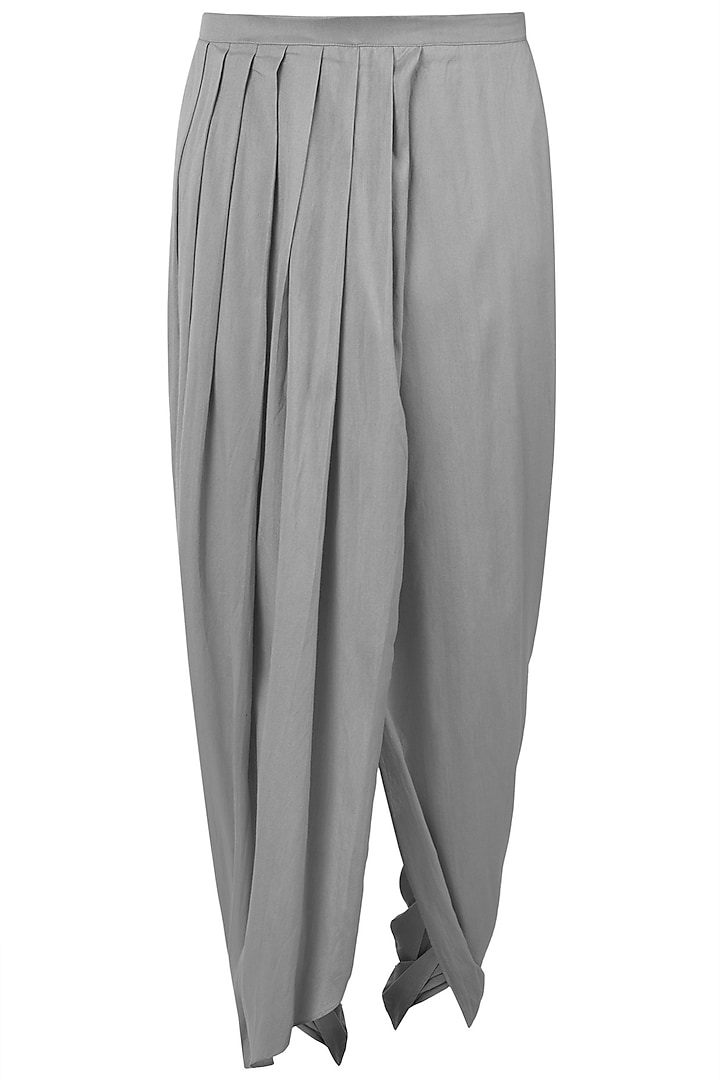 Grey Cotton Silk Dhoti Pants by Pranay Baidya Men