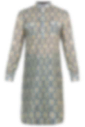 Blue & Mint Green Printed Pathani Kurta by Pranay Baidya Men at Pernia's Pop Up Shop