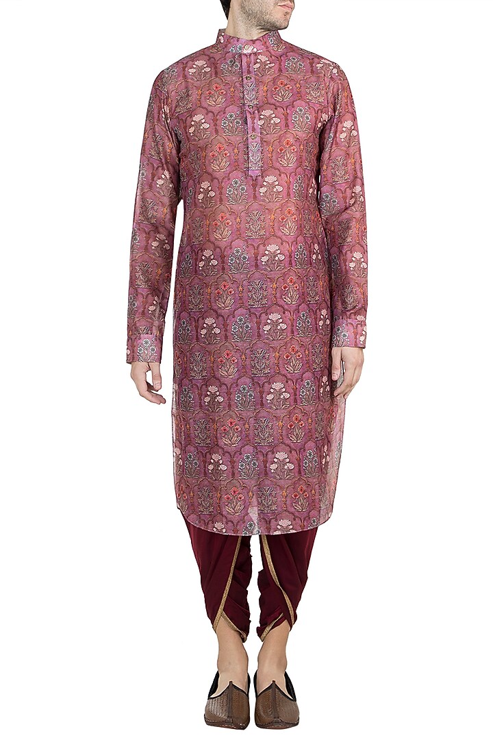 Maroon & Gold Dhoti Pants by Pranay Baidya Men at Pernia's Pop Up Shop