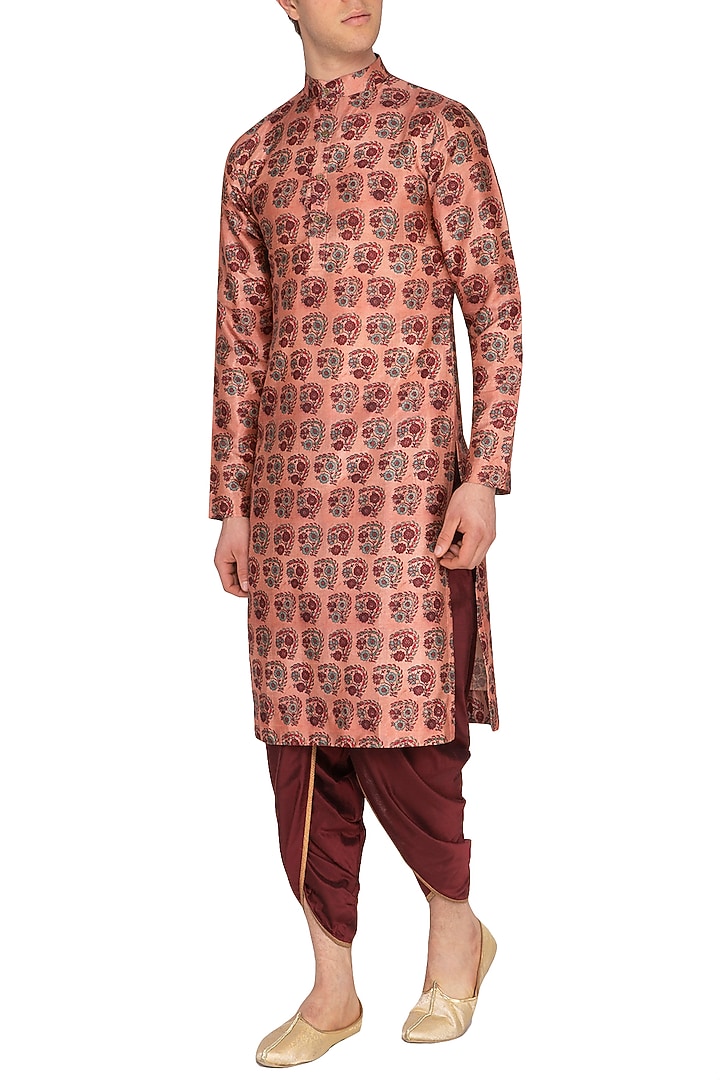 Maroon & Golden Dhoti Pants by Pranay Baidya Men at Pernia's Pop Up Shop