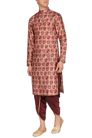 Maroon & Golden Dhoti Pants by Pranay Baidya Men