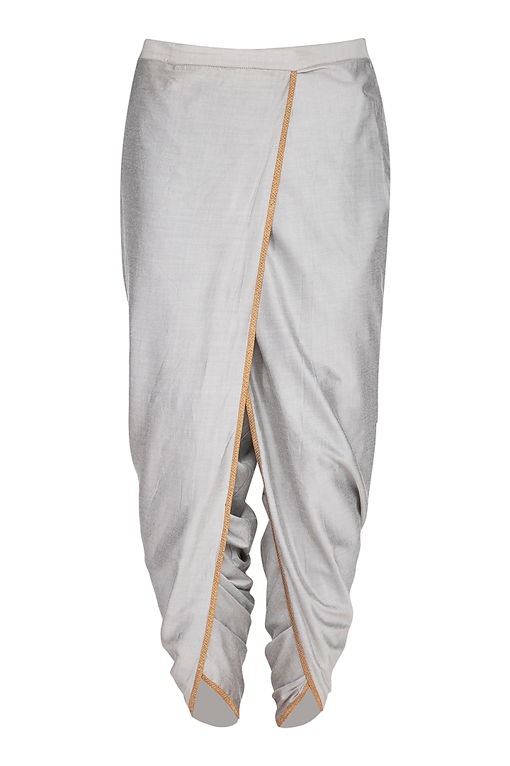 Grey Cotton Silk Dhoti Pants by Pranay Baidya Men