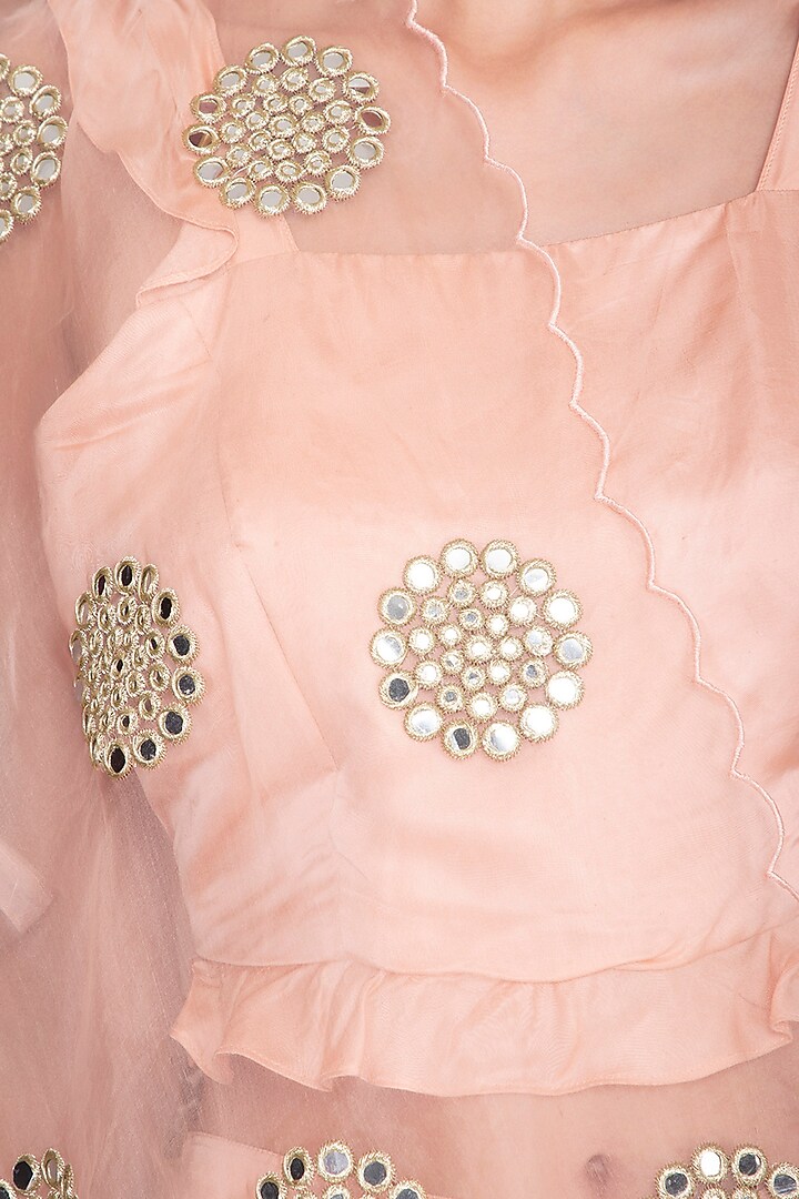 Peach Embellished Cape With Top & Pants by Pranay Baidya at Pernia's Pop Up Shop