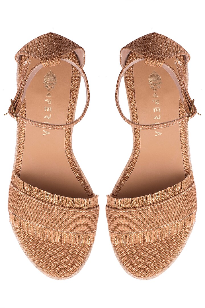 Golden Glitter & Fringe Wedges by Perca at Pernia's Pop Up Shop