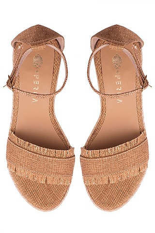 Golden Glitter & Fringe Wedges by Perca