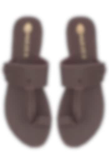 Brown Leather Slippers by Perca