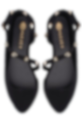 Black Strappy Flats by Perca