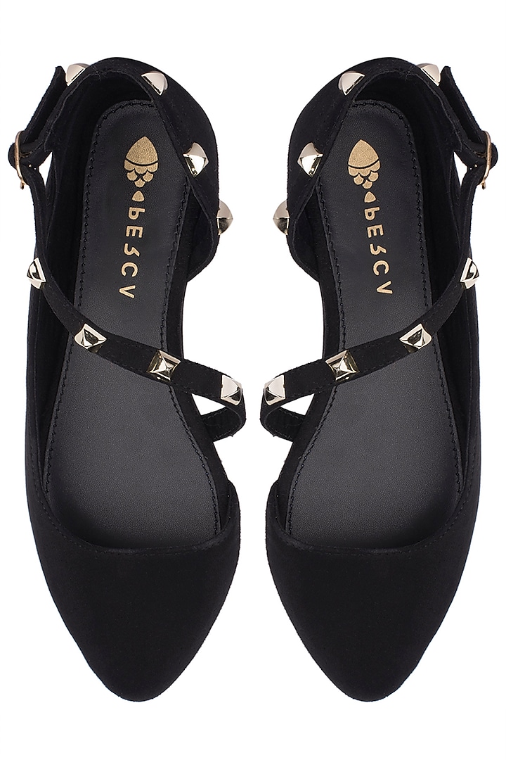 Black Strappy Flats by Perca