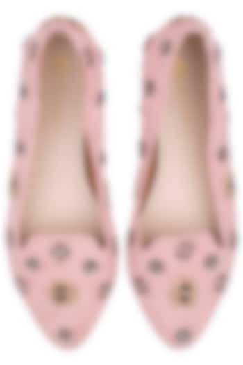 Pink Embellished Floral Flats by Perca