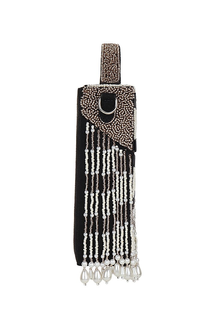 Black Embroidered Hand Bag by Puro Cosa at Pernia's Pop Up Shop