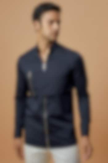 Blue Cotton Printed Party Wear Shirt by Prima Czar at Pernia's Pop Up Shop