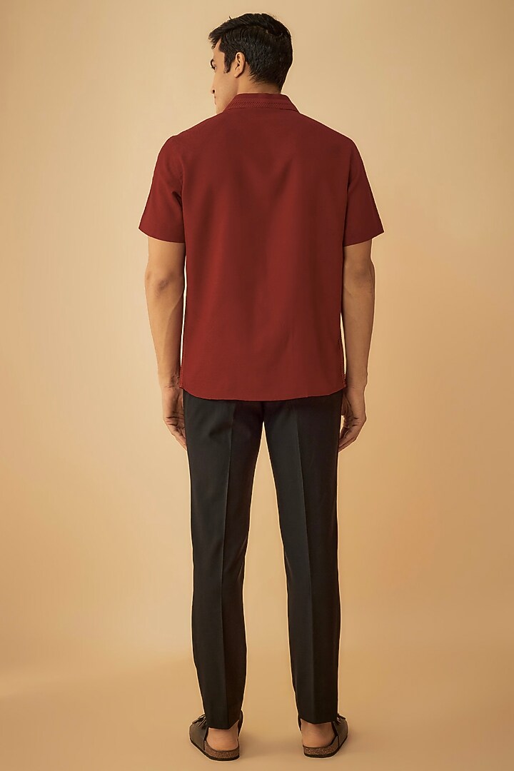 Red Cotton Patchwork Party Wear Shirt by Prima Czar at Pernia's Pop Up Shop