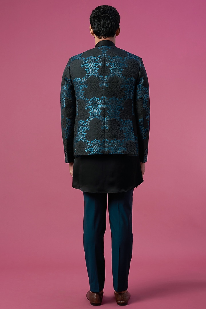 Black Jacquard Indo-Western Set by Prima Czar at Pernia's Pop Up Shop