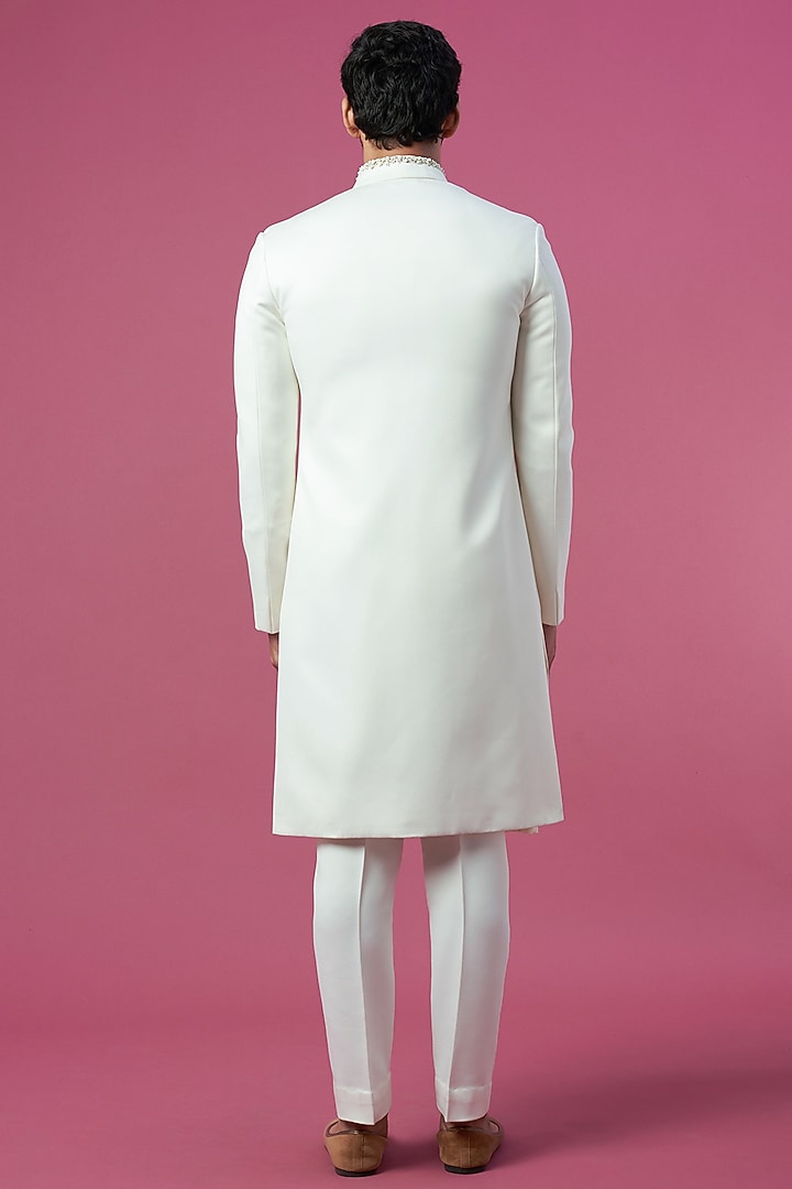 Ivory Embroidered Wedding Sherwani Set by Prima Czar at Pernia's Pop Up Shop