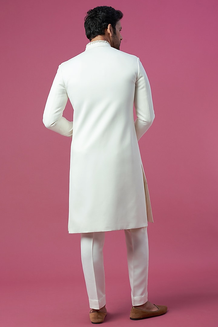 Ivory Embroidered Wedding Sherwani Set by Prima Czar at Pernia's Pop Up Shop