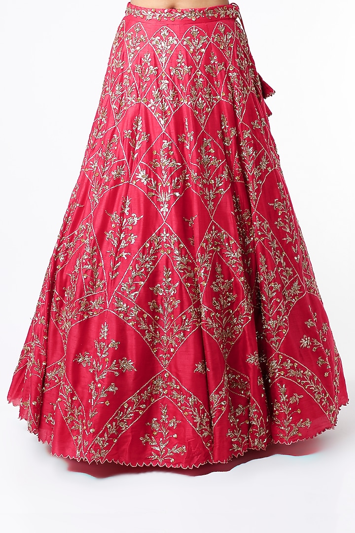 Fuchsia Pink Sequins Embroidered Bridal Lehenga Set by Prathyusha Garimella at Pernia's Pop Up Shop