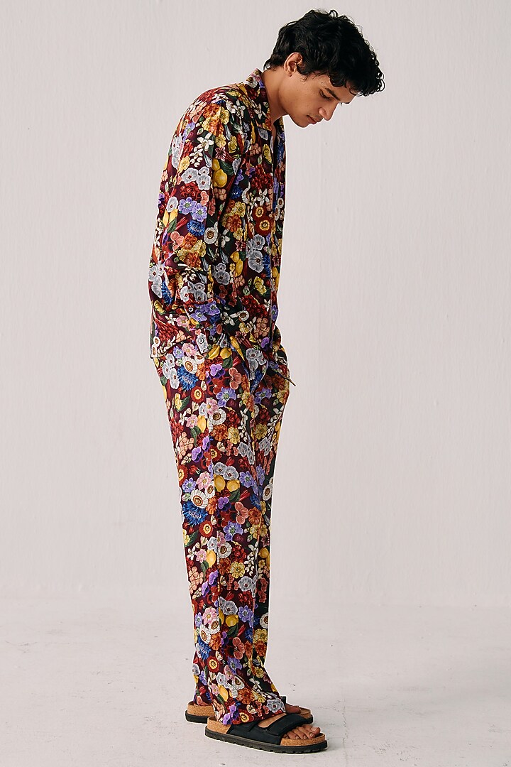 Deep Maroon Modal Digital Printed Lounge Pant by PERTE DEGO at Pernia's Pop Up Shop