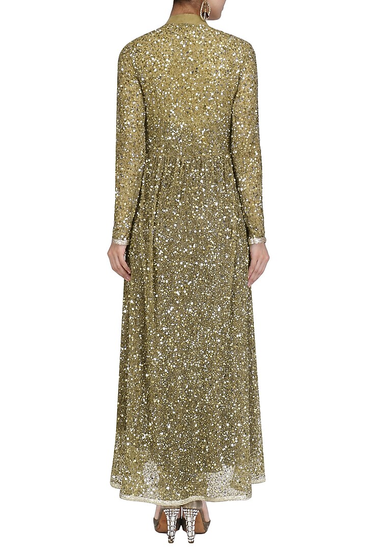Gold sequins embroidered pleated jacket available only at Pernia's Pop Up Shop.