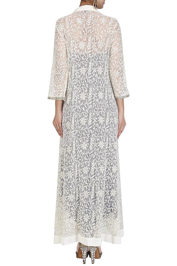 Ivory chikankari sequined jacket available only at Pernia's Pop Up Shop.