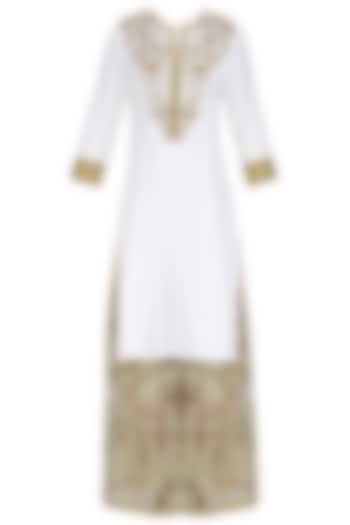 Ivory aari work kurta and sharara pants set available only at Pernia's Pop Up Shop.