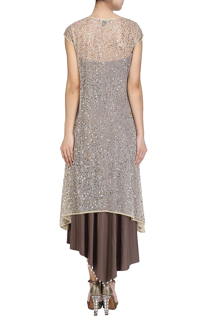 Gold and brown asymmetrical sequined tunic available only at Pernia's Pop Up Shop.
