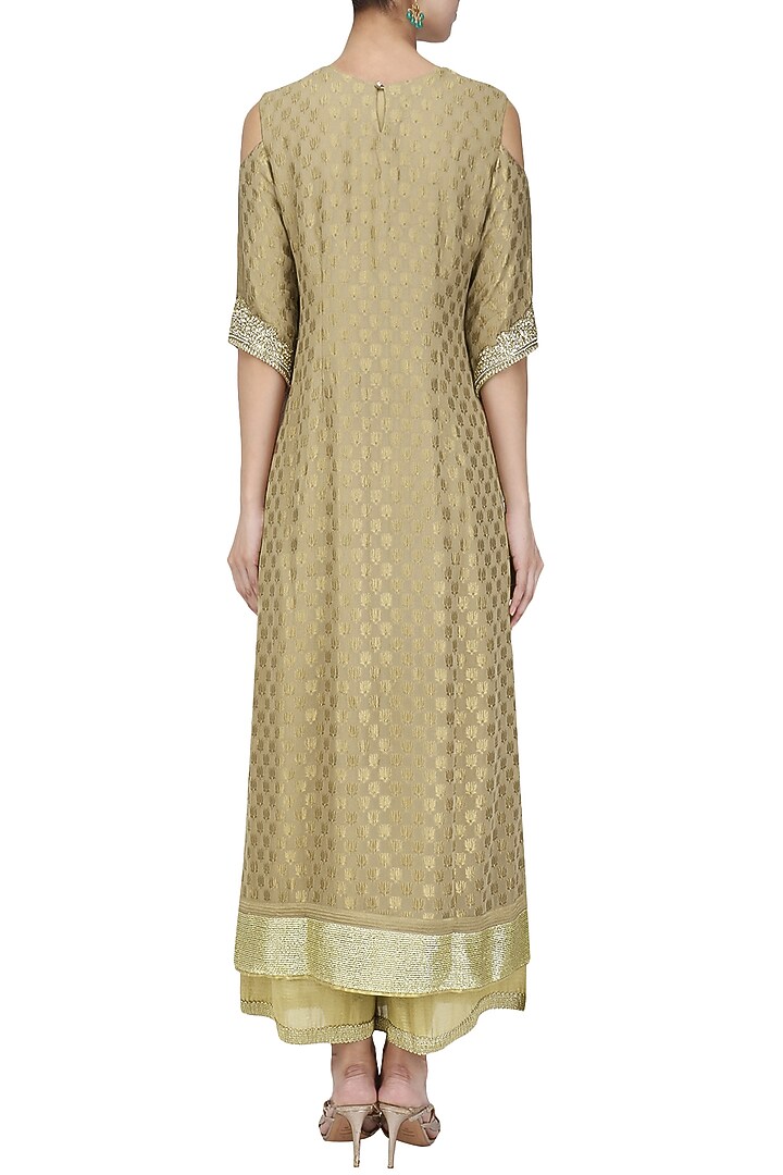 Dark beige cold shoulder kurta and palazzo pants set available only at Pernia's Pop Up Shop.