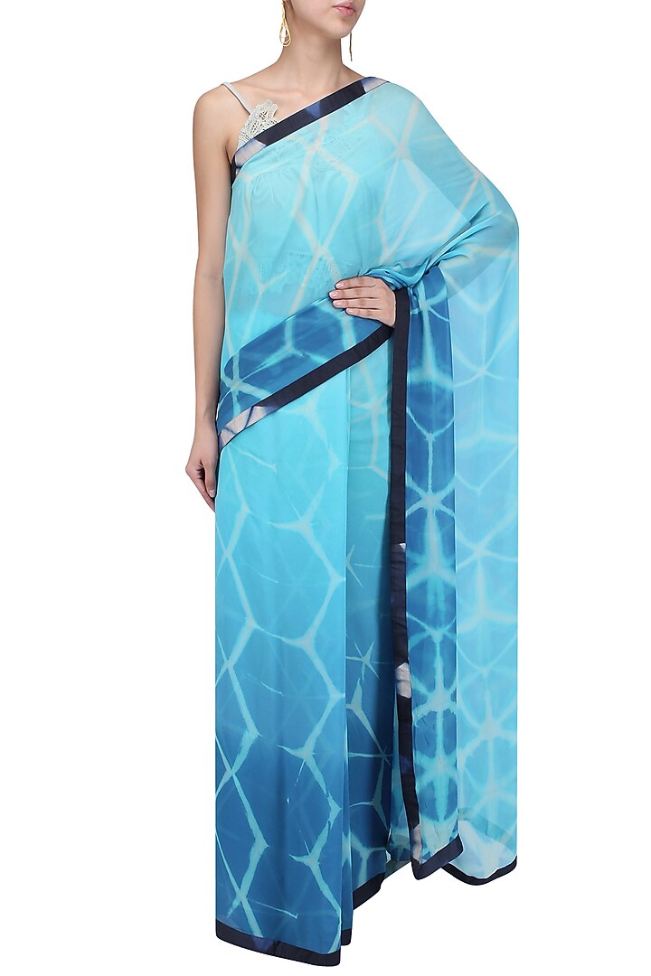 Indigo shibori print saree available only at Pernia's Pop Up Shop.