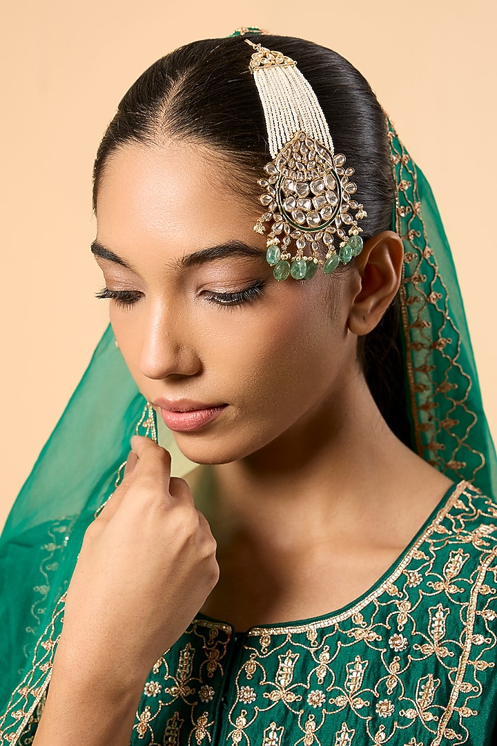 Gold Finish Kundan Polki Passa by Preeti Mohan at Pernia's Pop Up Shop