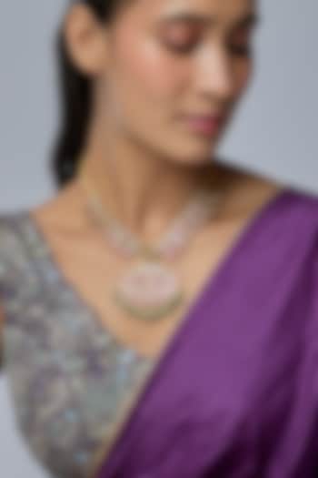 Gold Finish Kundan Polki & Gold Stone Necklace by Preeti Mohan at Pernia's Pop Up Shop