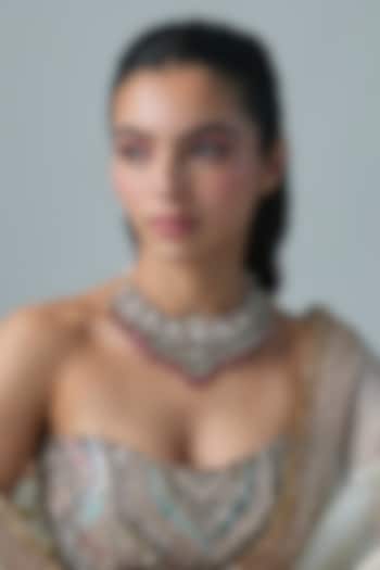 Gold Finish Kundan Polki & Multi-Colored Stone Necklace In Sterling Silver by Preeti Mohan Silver at Pernia's Pop Up Shop
