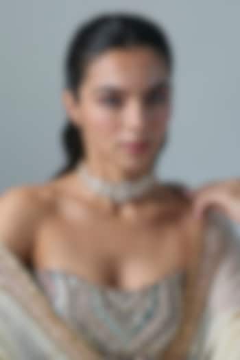 Gold Finish Kundan Polki Choker Necklace In Sterling Silver by Preeti Mohan Silver at Pernia's Pop Up Shop