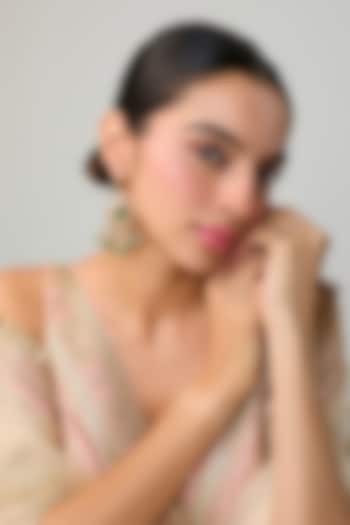 Gold Finish Kundan Polki & Emerald Stone Dangler Earrings In Sterling Silver by Preeti Mohan Silver at Pernia's Pop Up Shop