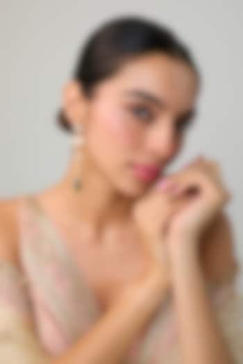 Gold Finish Kundan Polki & Green Stone Dangler Earrings In Sterling Silver by Preeti Mohan Silver at Pernia's Pop Up Shop
