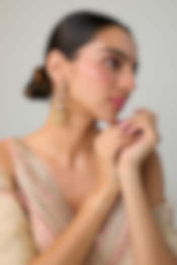 Gold Finish Kundan Polki & Multi-Colored Stone Dangler Earrings In Sterling Silver by Preeti Mohan Silver at Pernia's Pop Up Shop