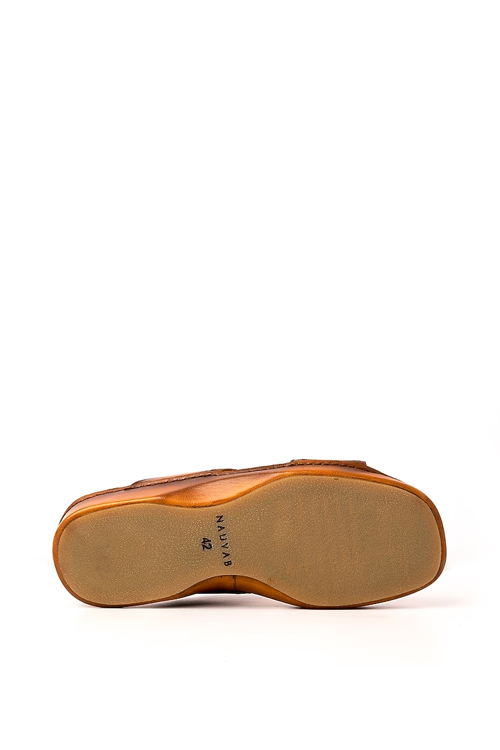 Tan Leather Sandals by Nauvab at Pernia's Pop Up Shop
