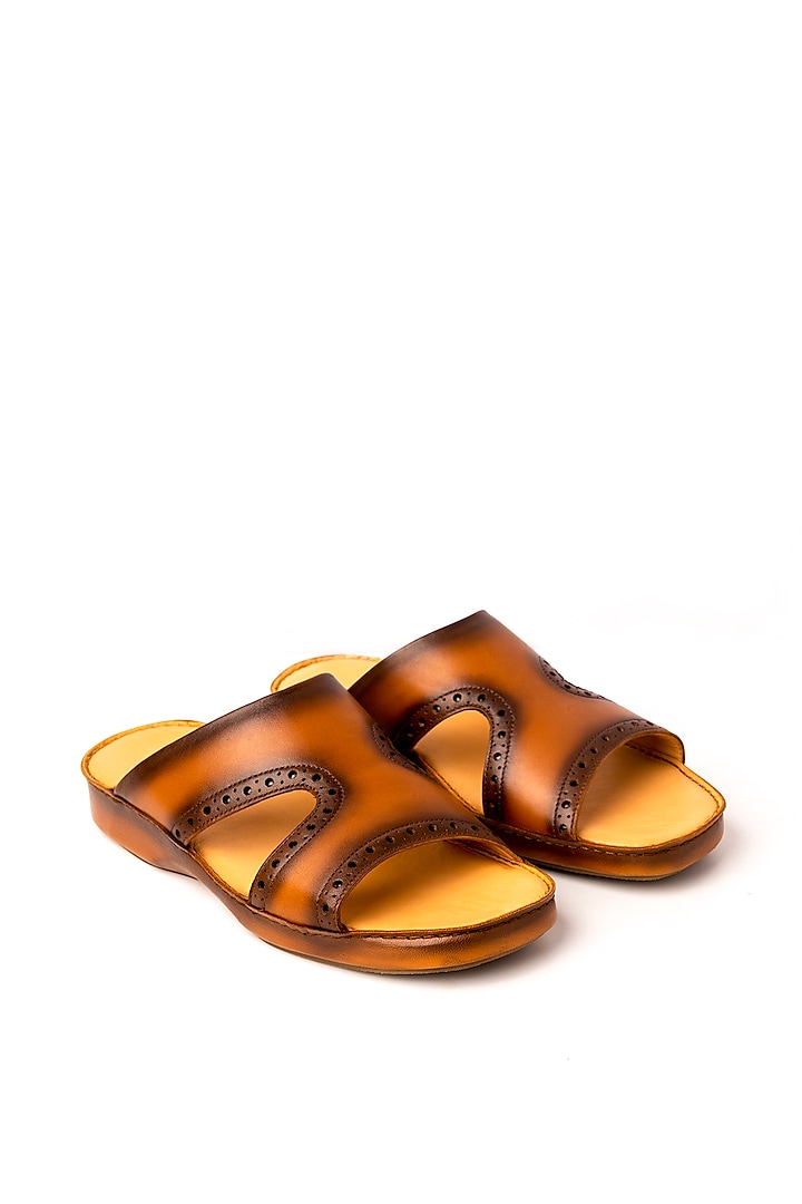 Tan Leather Sandals by Nauvab