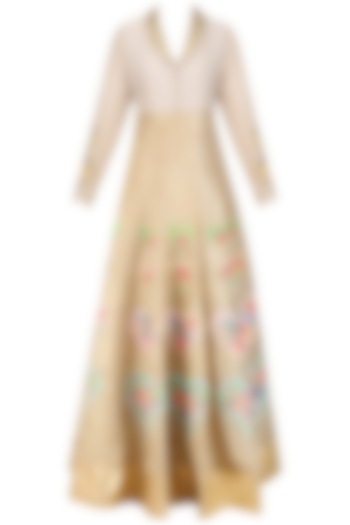 Grey and gold embroidered jacket dress available only at Pernia's Pop Up Shop.