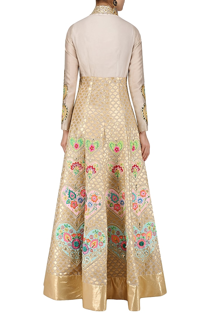 Grey and gold embroidered jacket dress available only at Pernia's Pop Up Shop.