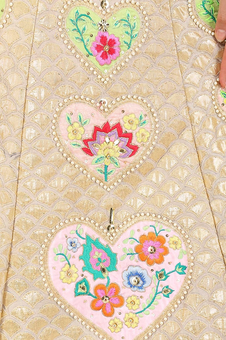 Grey and gold embroidered jacket dress available only at Pernia's Pop Up Shop.