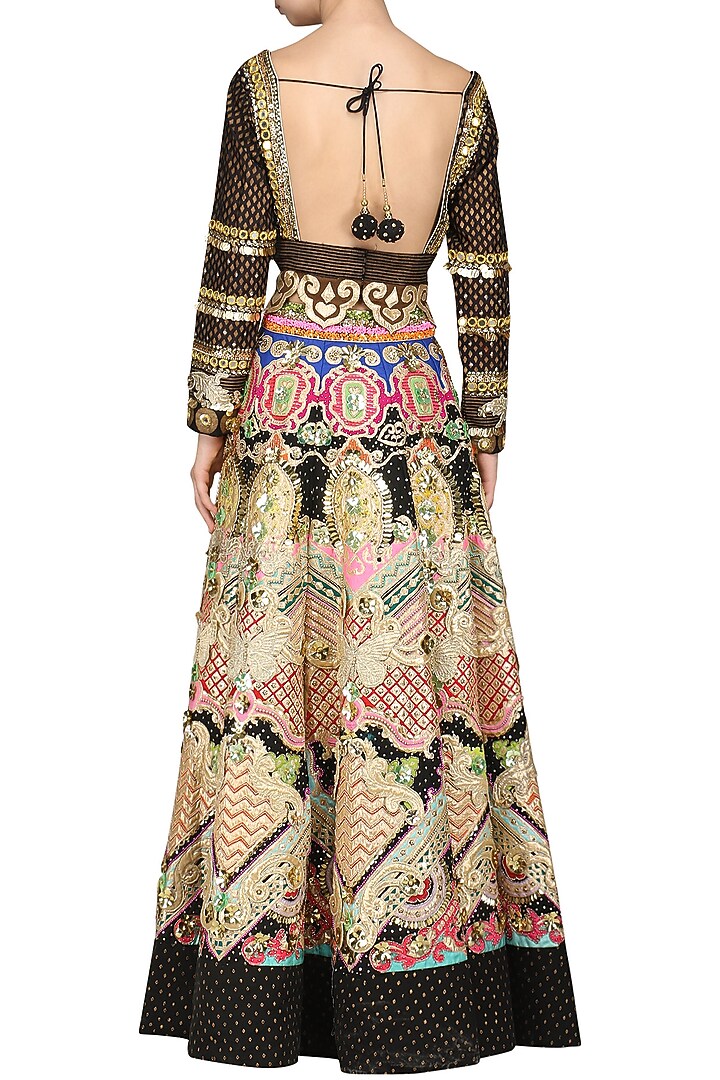 Black embroidered lehenga set available only at Pernia's Pop Up Shop.