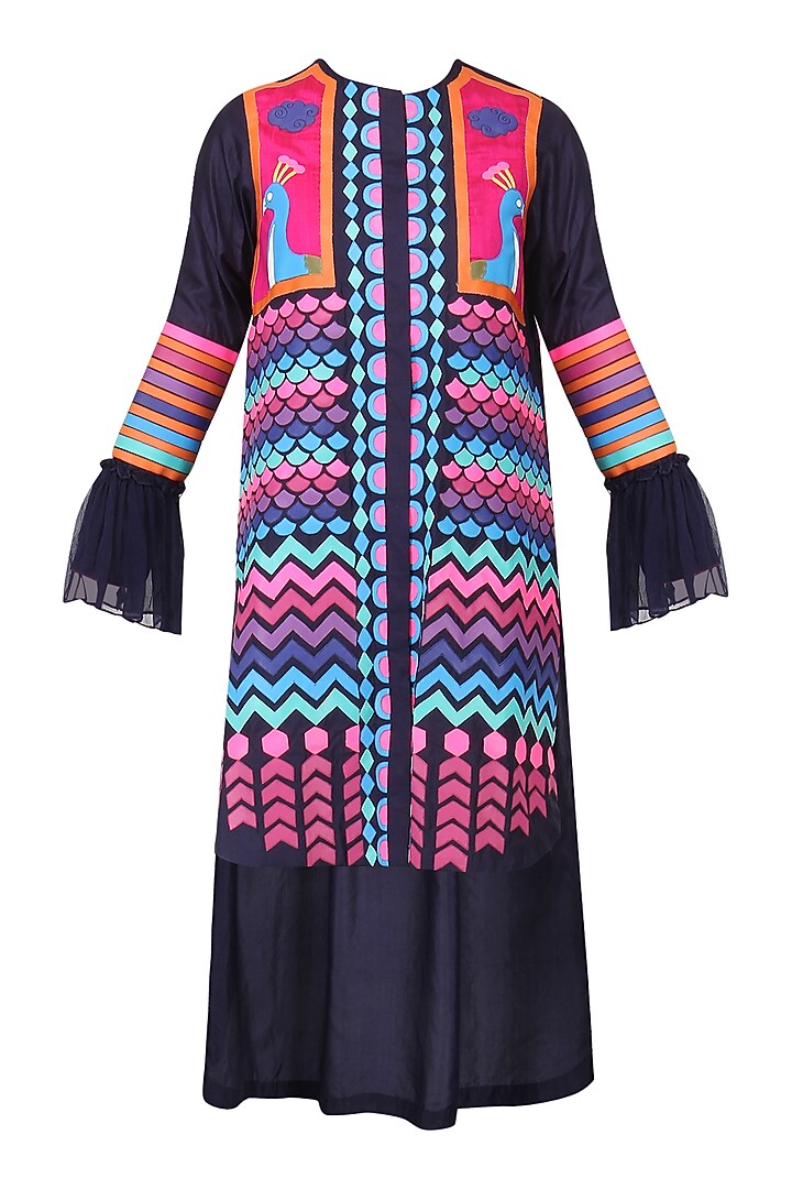 Navy blue applique work tunic dress available only at Pernia's Pop Up Shop.