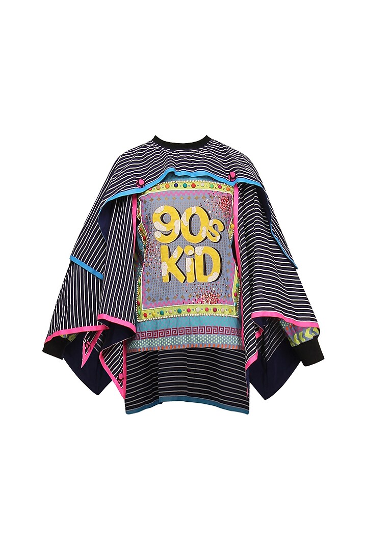 Blue layered applique work sweatshirt available only at Pernia's Pop Up Shop.