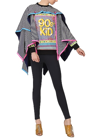 Blue Layered Applique Work Sweatshirt by Param Sahib
