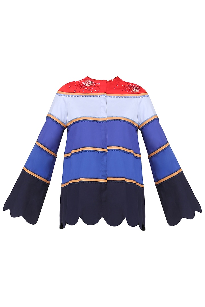Blue striped scallop shirt available only at Pernia's Pop Up Shop.