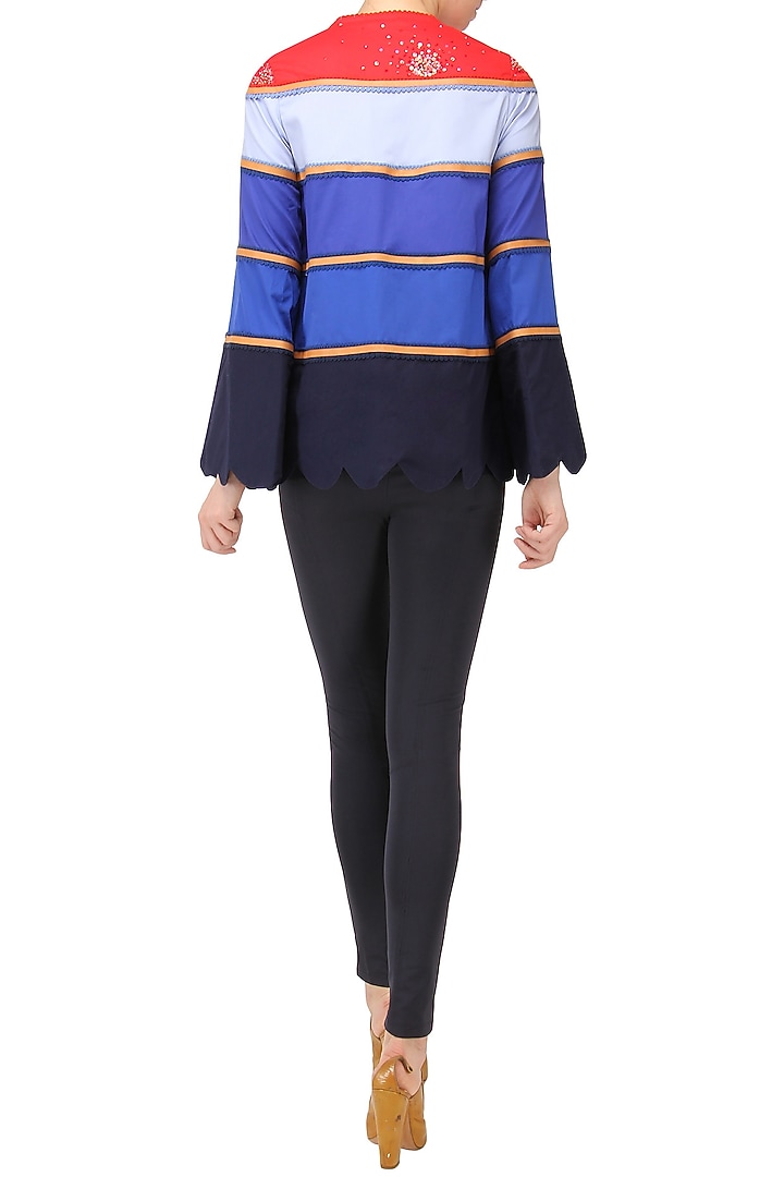 Blue striped scallop shirt available only at Pernia's Pop Up Shop.