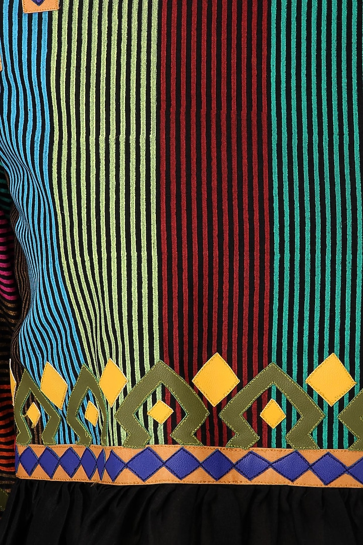Black block printed faux leather work top available only at Pernia's Pop Up Shop.