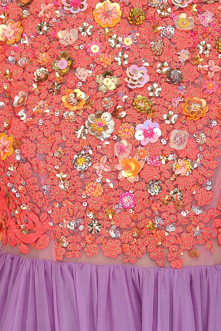 Pink and lavender dori embroidered anarkali set available only at Pernia's Pop Up Shop.