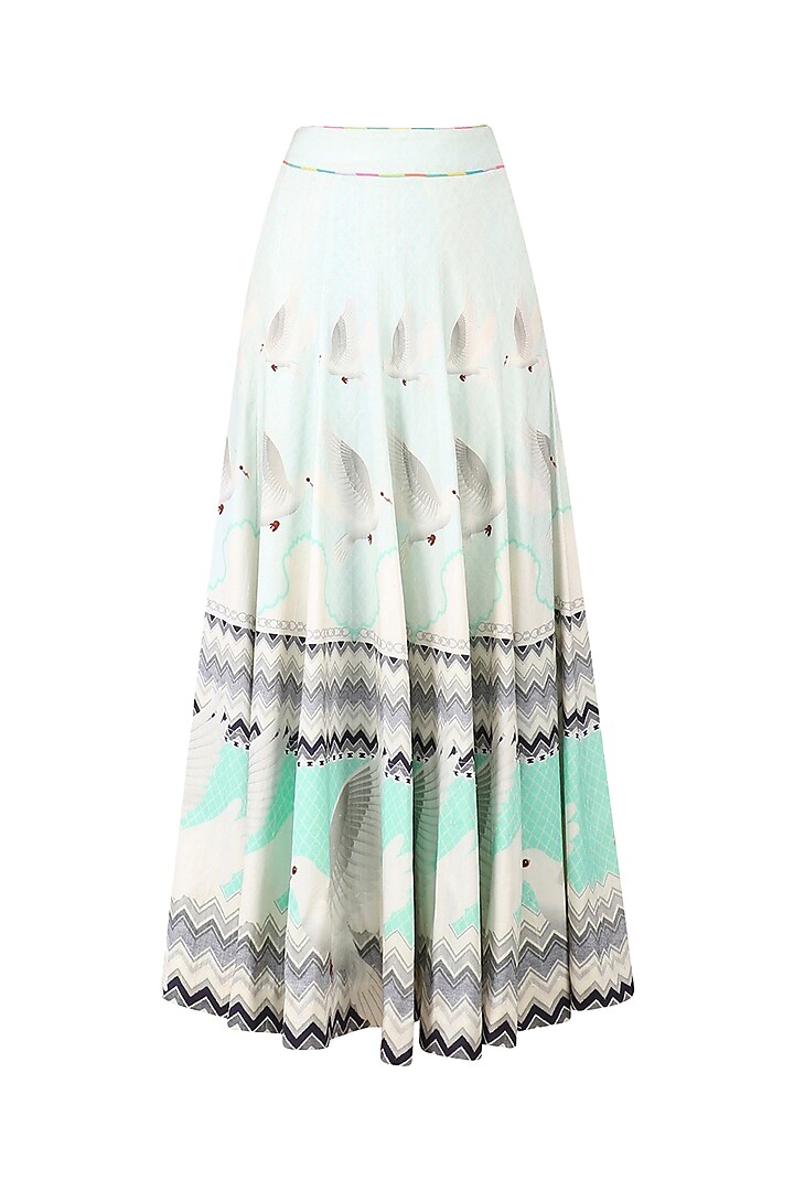 Ivory and english blue digital printed skirt available only at Pernia's ...