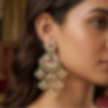 Gold Finish Kundan Polki & Pearl Dangler Earrings by Prestones at Pernia's Pop Up Shop
